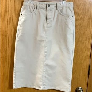 Khaki Denim Christopher & Banks Skirt